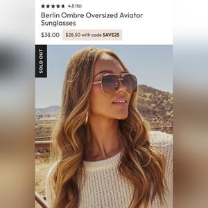 BRAND NEW: Vici Berlin Ombre Oversized Aviator Sunglasses